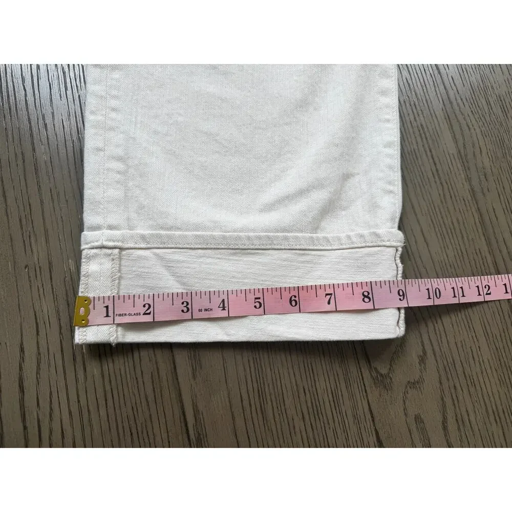 MOTHER The Spitfire Ankle Cuff Jeans White Size 28 High Rise